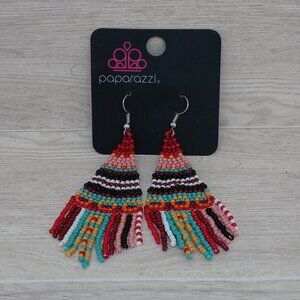 Paparazzi Western Red Beaded Bohemian Earrings